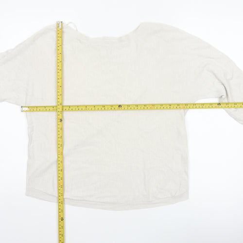 The White Company Women’s Ivory Linen Blend Boat Neck Jumper Size S