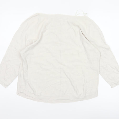 The White Company Women’s Ivory Linen Blend Boat Neck Jumper Size S
