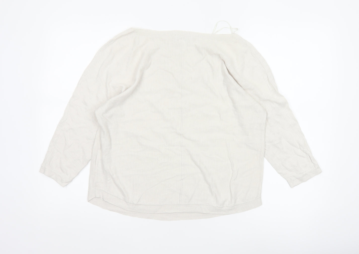 The White Company Women’s Ivory Linen Blend Boat Neck Jumper Size S