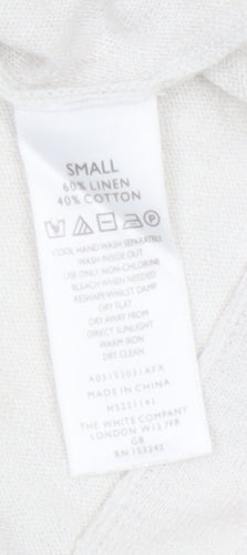 The White Company Women’s Ivory Linen Blend Boat Neck Jumper Size S