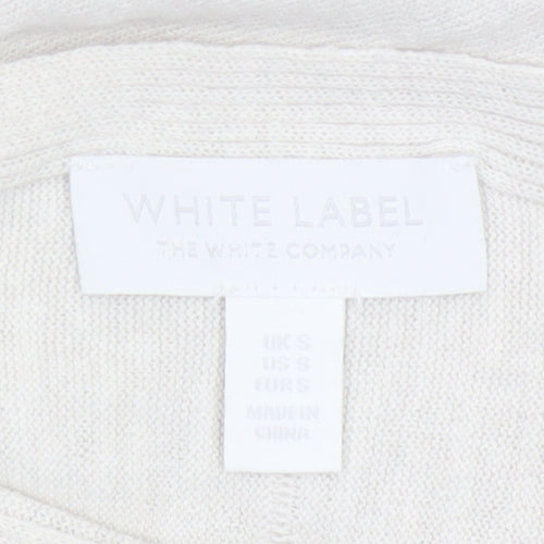 The White Company Women’s Ivory Linen Blend Boat Neck Jumper Size S