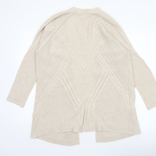 Marks and Spencer Women Beige Size 16 Open Knit Cardigan