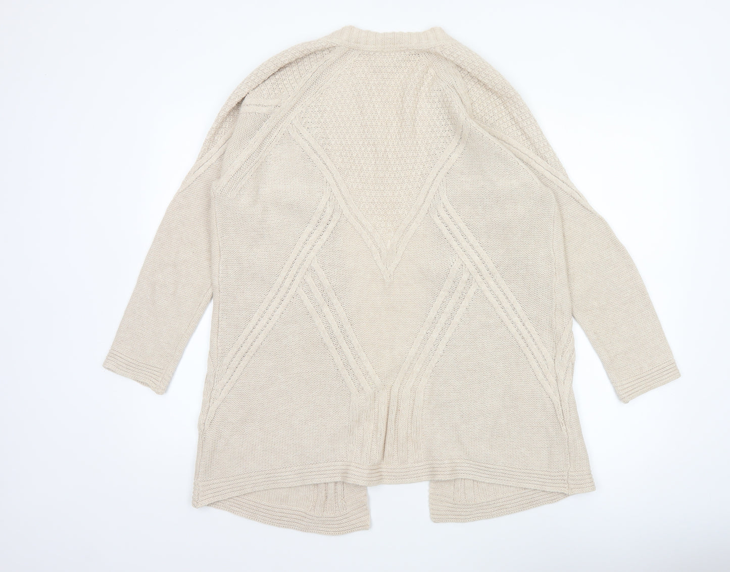 Marks and Spencer Women Beige Size 16 Open Knit Cardigan