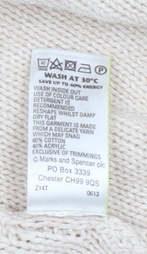 Marks and Spencer Women Beige Size 16 Open Knit Cardigan