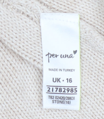 Marks and Spencer Women Beige Size 16 Open Knit Cardigan