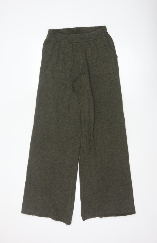 COLLUSION Women’s Green Wide-Leg Knit Trousers XS