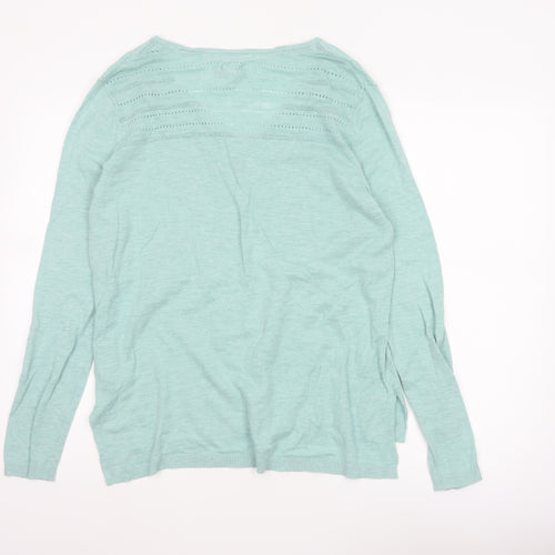 Fat Face Women’s Green V-Neck Cotton Knit Jumper Size 14