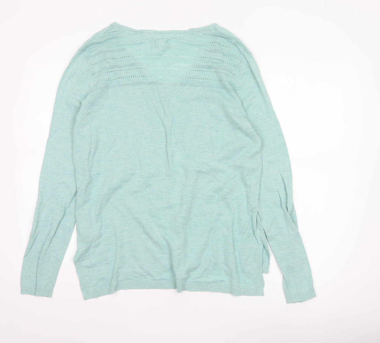 Fat Face Women’s Green V-Neck Cotton Knit Jumper Size 14