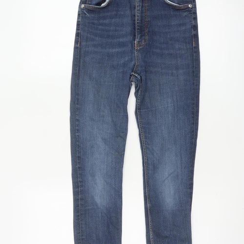 Zara Women Blue Skinny Stretch Jeans Size 10 Mid Rise Denim
