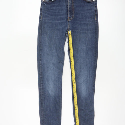 Zara Women Blue Skinny Stretch Jeans Size 10 Mid Rise Denim
