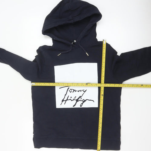 Tommy Hilfiger Women's Navy Pullover Hoodie Size S Cotton Logo Sweatshirt