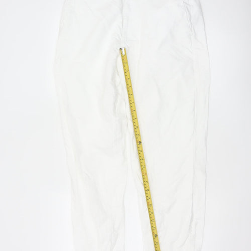 Marks and Spencer Men's White Linen Blend Chino Trousers 32W 33L