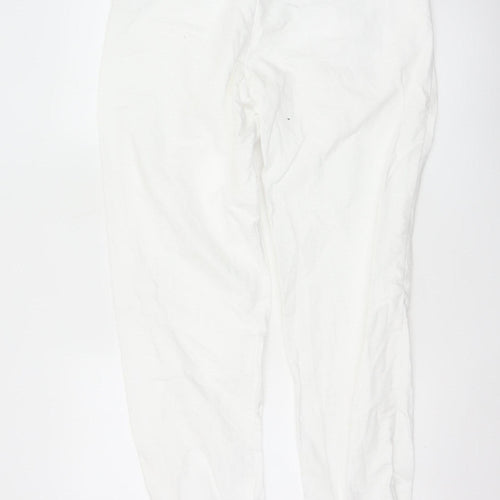 Marks and Spencer Men's White Linen Blend Chino Trousers 32W 33L