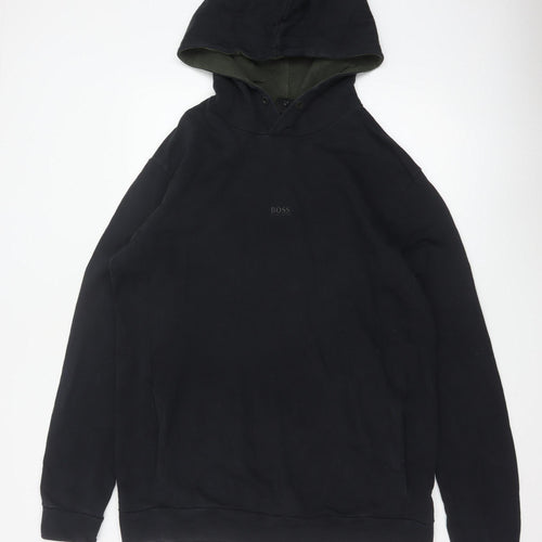 Hugo Boss Mens Black XL Pullover Hoodie Logo Sweatshirt