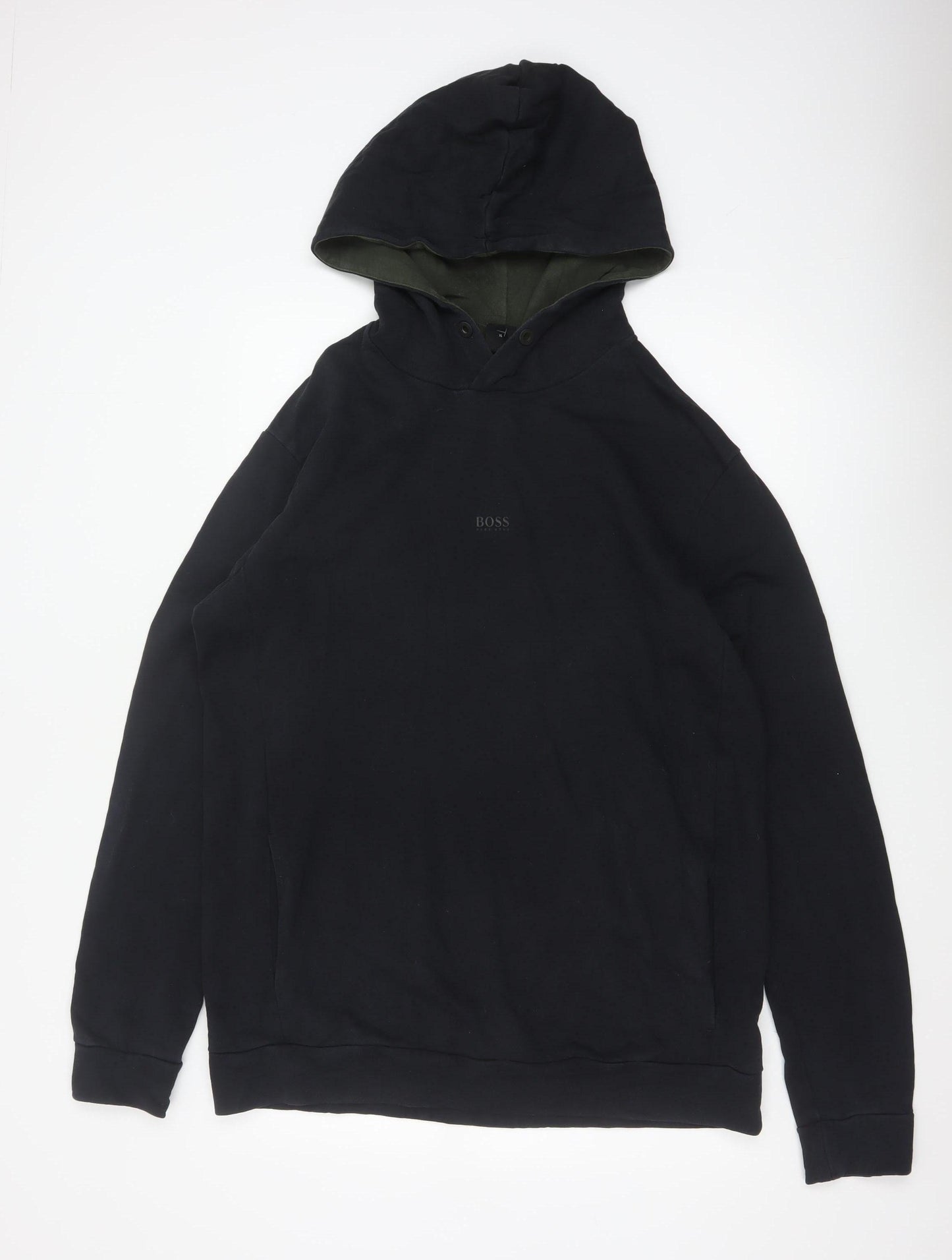 Hugo Boss Mens Black XL Pullover Hoodie Logo Sweatshirt