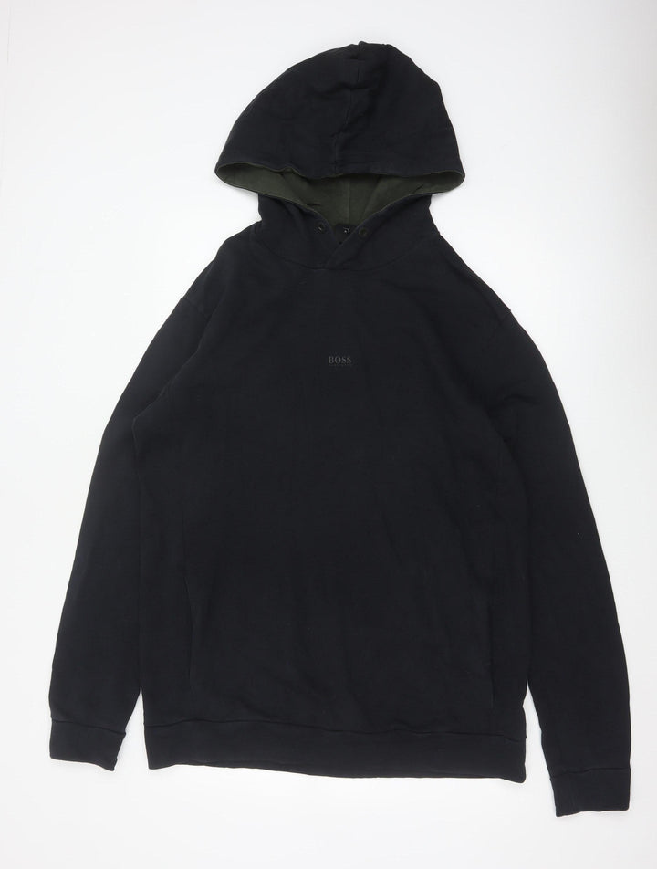 Hugo Boss Mens Black XL Pullover Hoodie Logo Sweatshirt