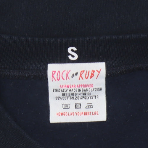 Rock On Ruby Women Black S Pullover Sweatshirt Cotton Blend
