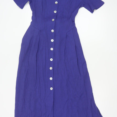 Steilmann Women's Blue Midi Fit & Flare Button Dress Size 12