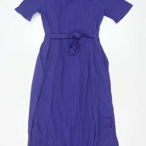 Steilmann Women's Blue Midi Fit & Flare Button Dress Size 12