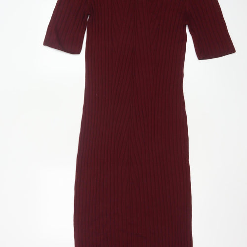 Topshop Maternity Red Knit Bodycon Midi Dress UK 16