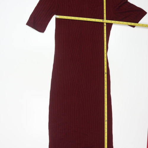 Topshop Maternity Red Knit Bodycon Midi Dress UK 16