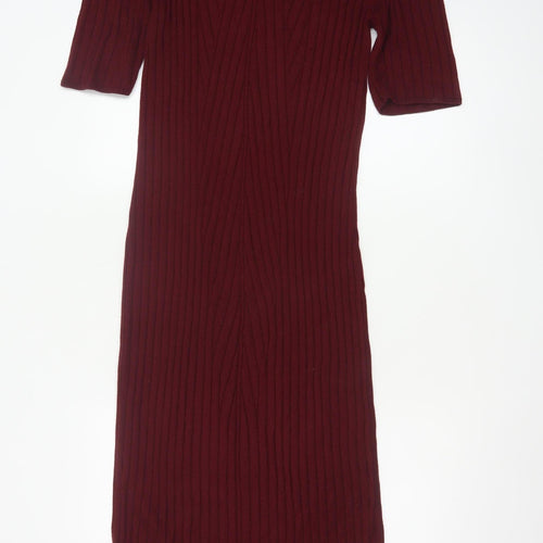 Topshop Maternity Red Knit Bodycon Midi Dress UK 16