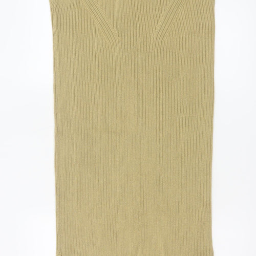 Tu Women Beige Size 12 Sleeveless Knit Bodycon Midi Dress