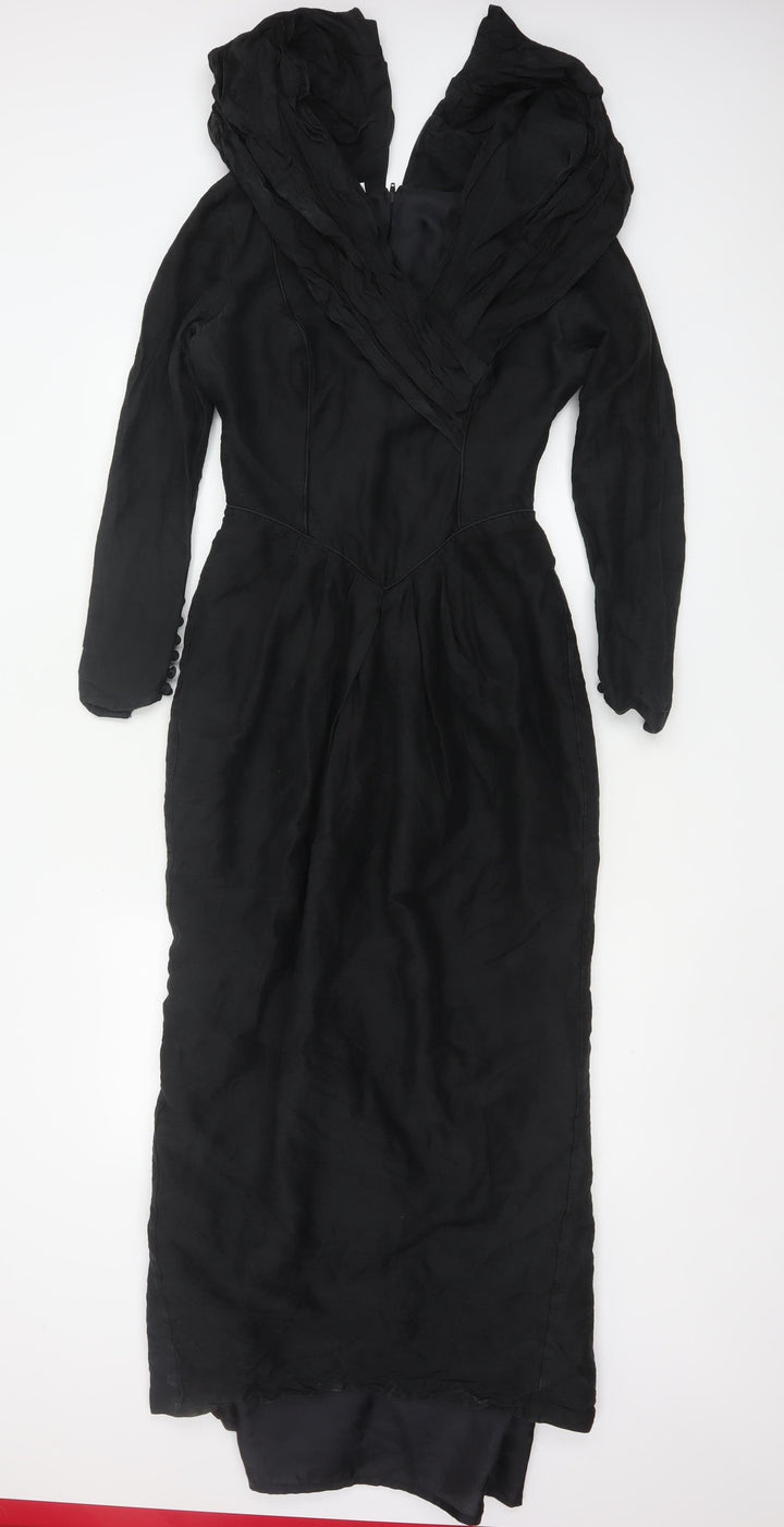 Laura Ashley Women’s Black Silk Long Formal Dress Size 10