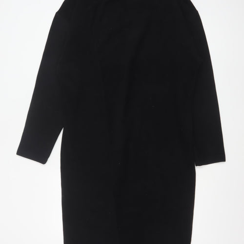Zara Women Black Size 14 High Neck Long Sleeve Sheath Dress