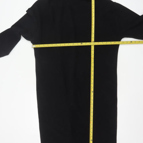 Zara Women Black Size 14 High Neck Long Sleeve Sheath Dress