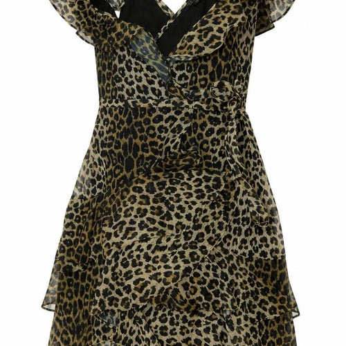 AllSaints Womens Leopard Brown Midi Wrap Dress Size 10