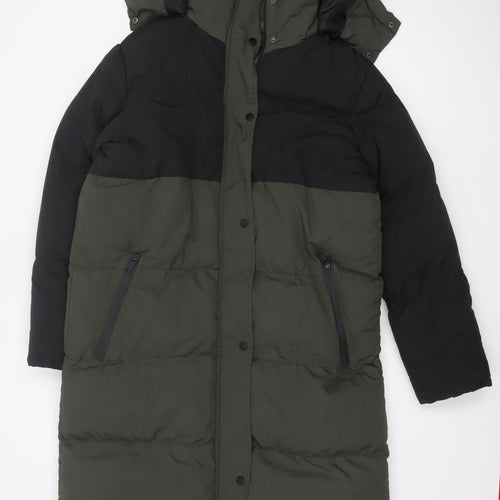Brave Soul Women's Green Long Puffer Coat Size 12 Hooded