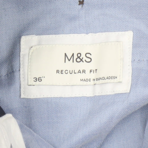 Marks and Spencer Men's Blue Regular Fit Chino Trousers Size 36