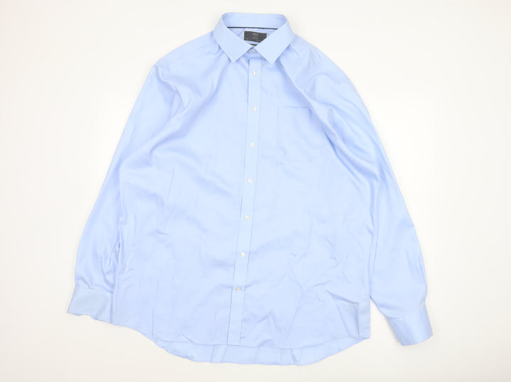 Marks and Spencer Men’s Blue 17.5in Regular Fit Pure Cotton Non-Iron Formal Shirt