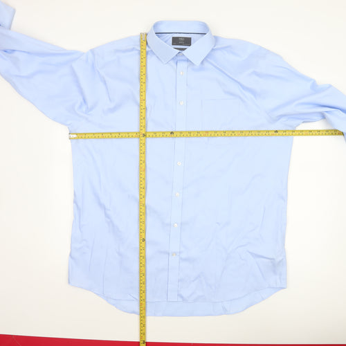 Marks and Spencer Men’s Blue 17.5in Regular Fit Pure Cotton Non-Iron Formal Shirt