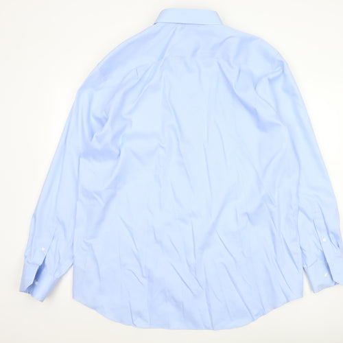 Marks and Spencer Men’s Blue 17.5in Regular Fit Pure Cotton Non-Iron Formal Shirt