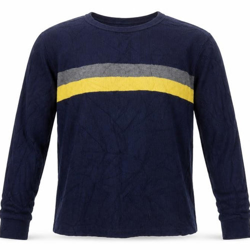 Gap Men's Blue Long Sleeve Colourblock Cotton Top Size L
