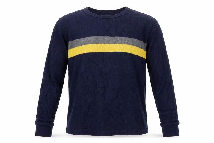 Gap Men's Blue Long Sleeve Colourblock Cotton Top Size L