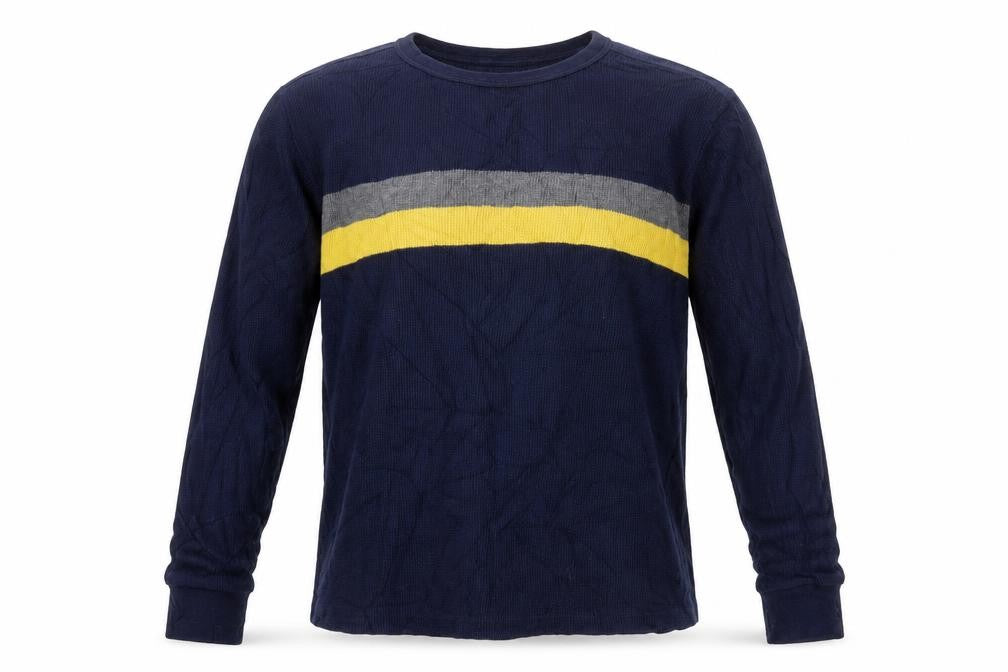 Gap Men's Blue Long Sleeve Colourblock Cotton Top Size L