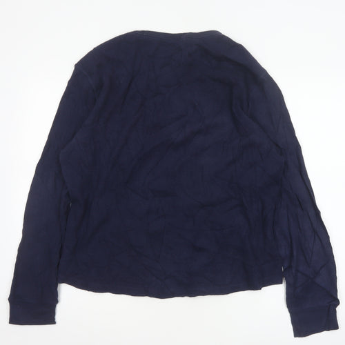 GAP Men's Blue Long Sleeve Colourblock Cotton Top Size L