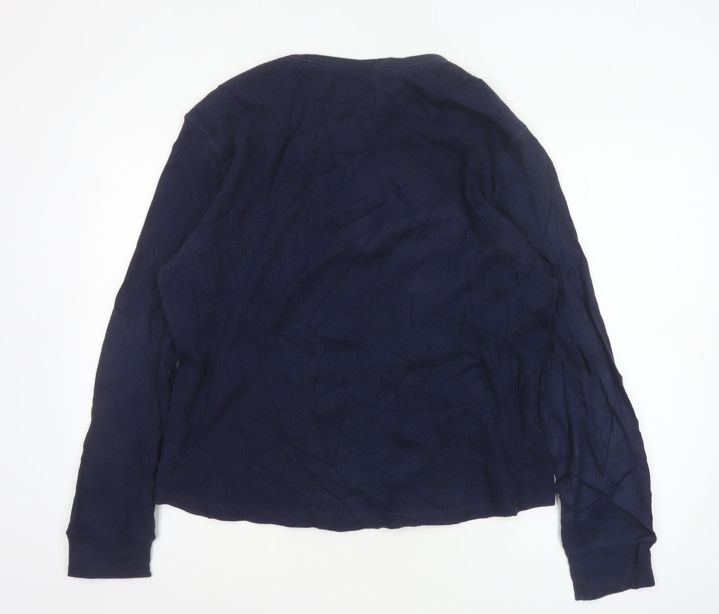 GAP Men's Blue Long Sleeve Colourblock Cotton Top Size L