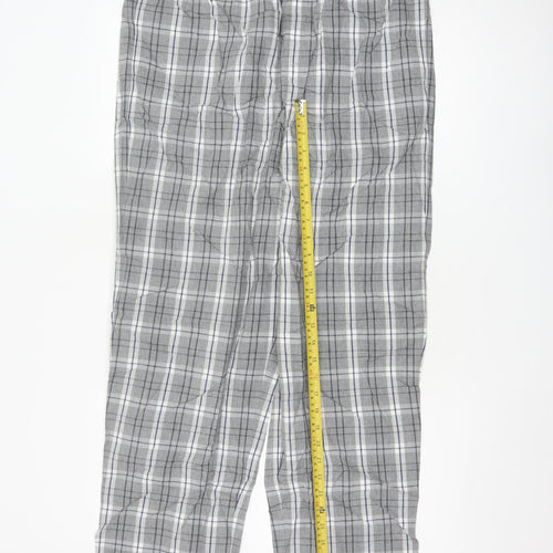 Marks and Spencer Men's Grey Check Cotton Pyjama Pants Size L