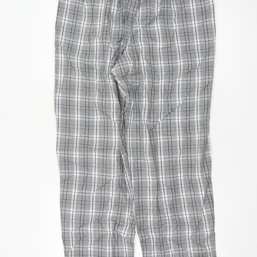 Marks and Spencer Men's Grey Check Cotton Pyjama Pants Size L
