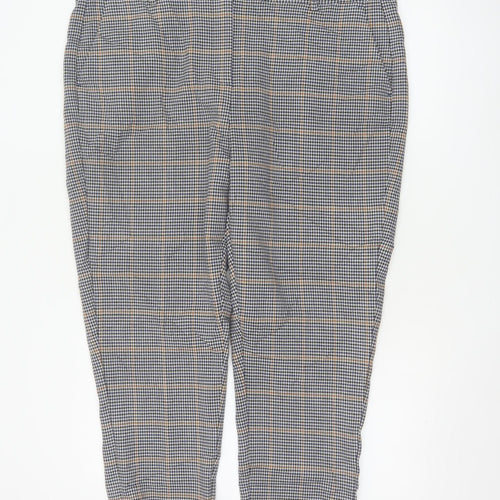 Marks and Spencer Womens Blue Check Chino Trousers Size 20 Short Stretch