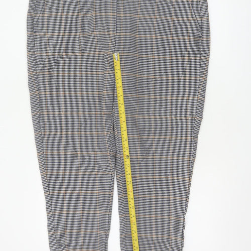 Marks and Spencer Womens Blue Check Chino Trousers Size 20 Short Stretch