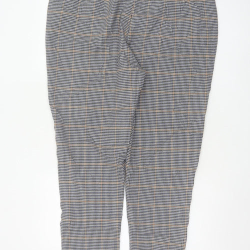 Marks and Spencer Womens Blue Check Chino Trousers Size 20 Short Stretch