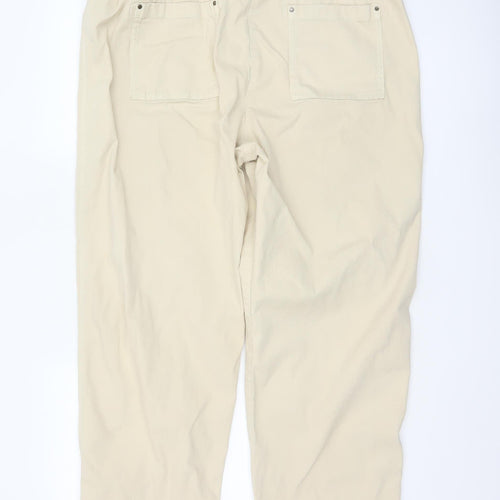 Marks and Spencer Women Beige Cargo Trousers Size 18 Regular Cotton