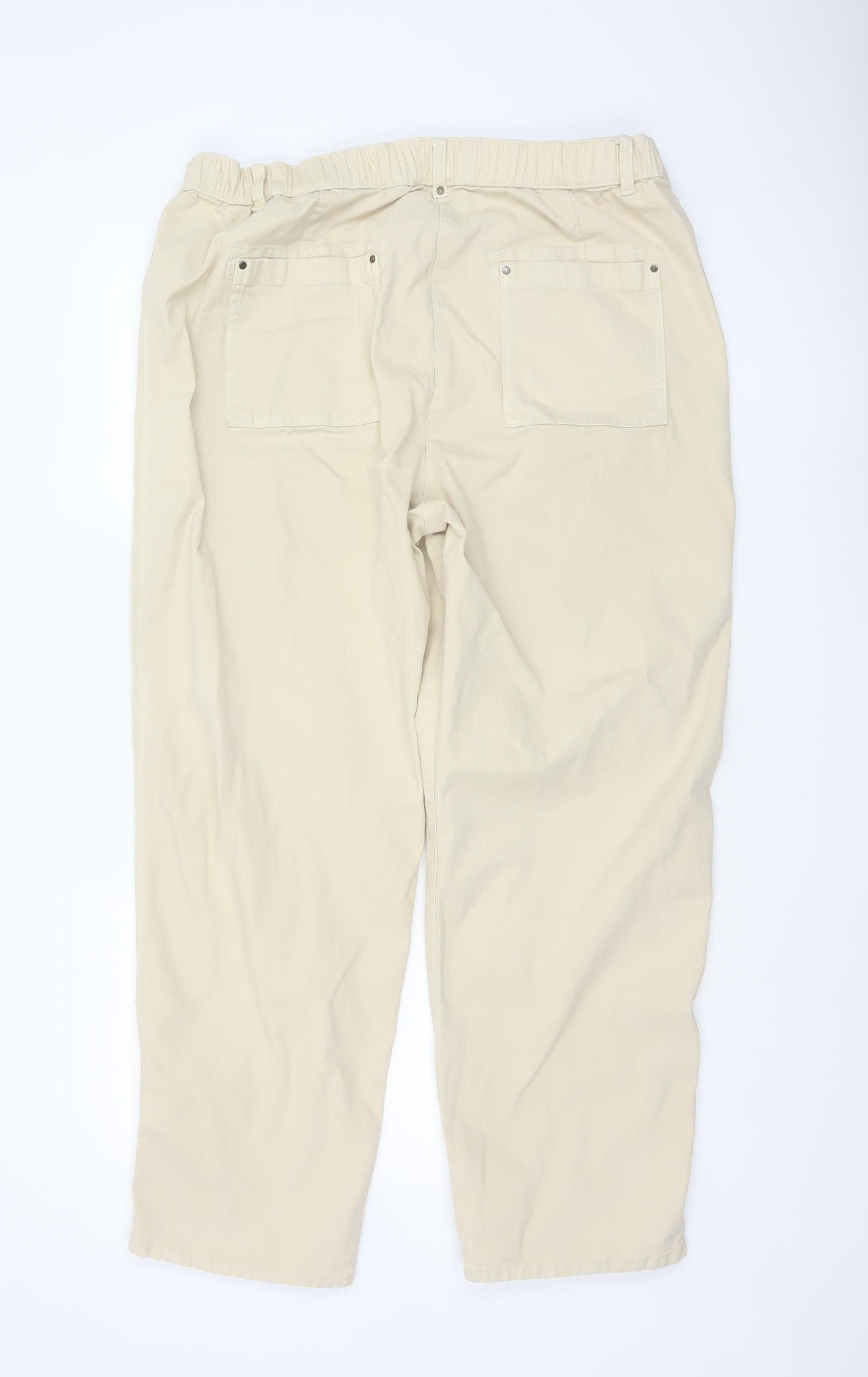 Marks and Spencer Women Beige Cargo Trousers Size 18 Regular Cotton