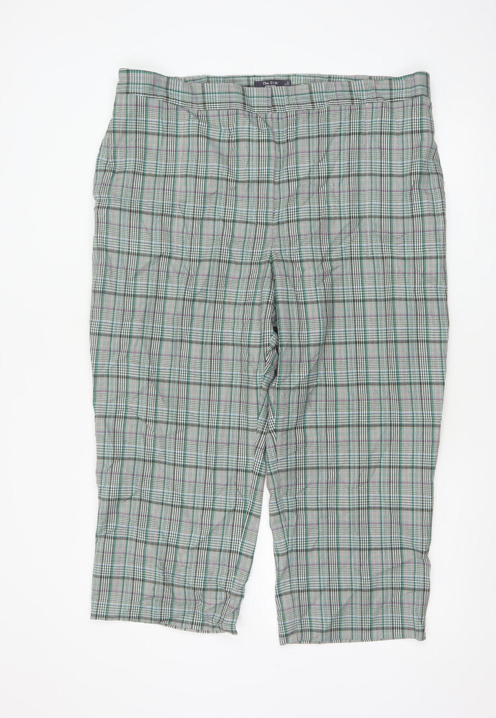 Marks and Spencer Women's Green Check Capri Trousers Size 20