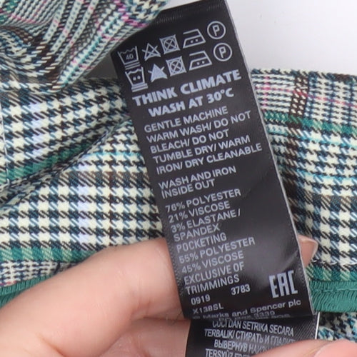 Marks and Spencer Women's Green Check Capri Trousers Size 20